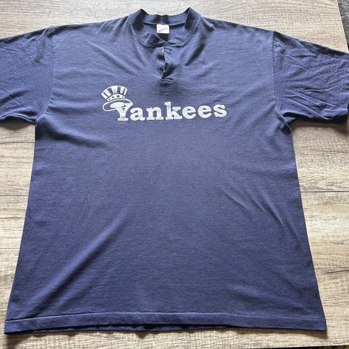 Vintage 90s T Shirt Blue Xl Duke Brand Made Usa Single Stitch Button Crew